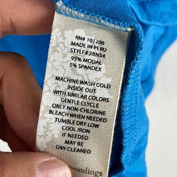 Soft Surroundings Modal Tunic Top Womens Large Blue Long Sleeve Stretchy Button - Picture 9 of 11